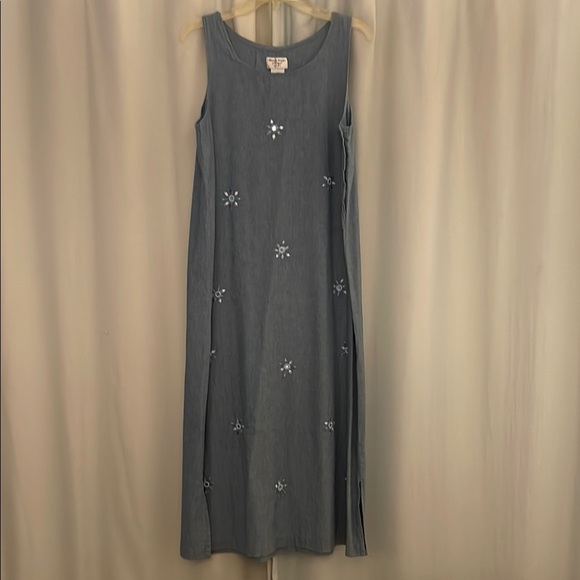3 for $25! Vintage Amanda Stewart  Chambray‎ Sleeveless Maxi Dress, size medium - Picture 2 of 6